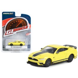 2021 Ford Mustang Mach 1 Grabber Yellow with Black Stripes 'Greenlight Muscle' Series 27 1/64 Diecast Model Car by Greenlight