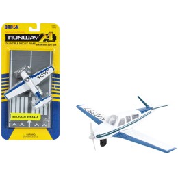 Beechcraft Bonanza Aircraft White with Blue Stripes 'N42997' with Runway Section Diecast Model Airplane by Runway24