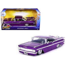 1959 Chevrolet Impala Lowrider Candy Purple with Wire Wheels 'Street Low' Series 1/24 Diecast Model Car by Jada