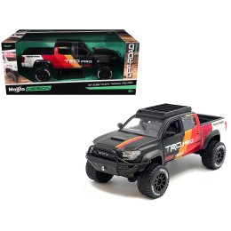 2023 Toyota Tacoma TRD PRO Off Road Pickup Truck Matt Black with Graphics and Roofrack 'Maisto Design' Series 1/27 Diecast Model Car by Maisto