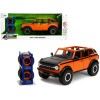 2021 Ford Bronco Open-Top Orange with Black Stripes and Hood with Extra Wheels 'Just Trucks' Series 1/24 Diecast Model Car by Jada