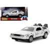 DMC DeLorean Time Machine Brushed Metal (Frost Version) 'Back to the Future' (1985) Movie 'Hollywood Rides' Series 1/32 Diecast Model Car by Jada