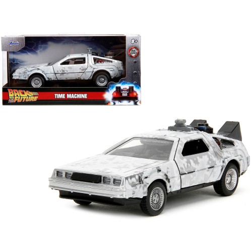 DMC DeLorean Time Machine Brushed Metal (Frost Version) 'Back to the Future' (1985) Movie 'Hollywood Rides' Series 1/32 Diecast Model Car by Jada