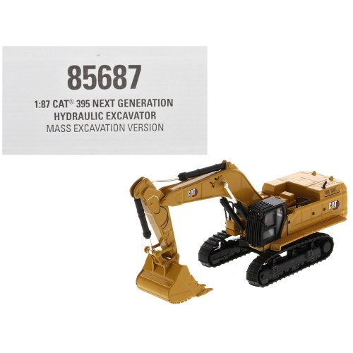 CAT Caterpillar 395 Next-Generation Hydraulic Excavator (Mass Excavation Version) Yellow 'High Line Series' 1/87 (HO) Scale Diecast Model by Diecast Masters