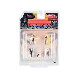 'Hang Loose' 5 piece Diecast Set (4 Surfer Figures and 1 Dog) Limited Edition to 4800 pieces Worldwide for 1/64 Scale Models by American Diorama