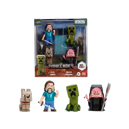 Set of 4 Diecast Figures 'A Minecraft Movie' (2025) Movie 'Metalfigs' Series Diecast Models by Jada