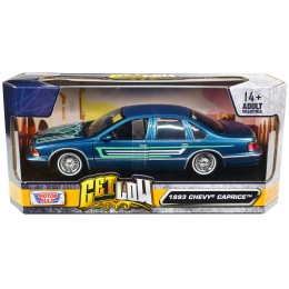 1993 Chevrolet Caprice Lowrider Blue Metallic with Graphics 'Get Low' Series 1/24 Diecast Model Car by Motormax