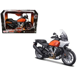 2021 Harley Davidson Pan America 1250 Motorcycle Orange and Black 'H-D Custom' 1/12 Diecast Model by Maisto