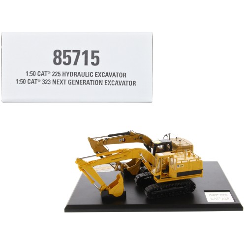 CAT Caterpillar 225 Hydraulic Escavator and CAT Caterpillar 323 Next Generation Hydraulic Escavator Set of 2 pieces 'Evolution Series' 1/50 Diecast Models by Diecast Masters