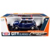1961-1967 Morris Mini Cooper RHD (Right Hand Drive) Dark Blue with British Flag on the Top and Roof Rack 'City Classics' Series 1/18 Diecast Model Car by Motormax
