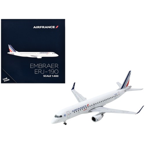 Embraer ERJ-190 Commercial Aircraft 'Air France Hop' (F-HBLR) White with Striped Tail 1/400 Diecast Model Airplane by GeminiJets