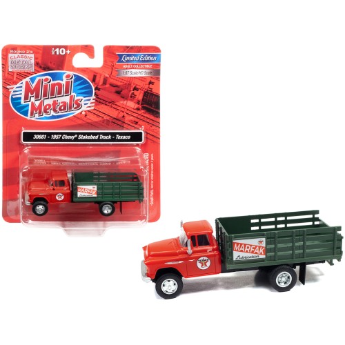 1957 Chevrolet Stakebed Truck Red 'Texaco - Marfak Lubrication' 1/87 (HO) Scale Model Car by Classic Metal Works