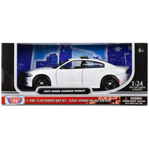 2023 Dodge Charger Pursuit Police Car Plain White 'Law Enforcement and Public Service' Series 1/24 Diecast Model Car by Motormax