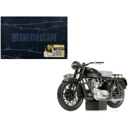 Triumph TR6 Trophy Motorcycle Dark Green (Weathered) 'The Great Escape' (1963) Movie Diecast Model by Corgi