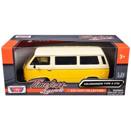 Volkswagen Type 2 (T3) Van Yellow and Beige 'Timeless Legends' Series 1/24 Diecast Model Car by Motormax