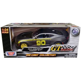 2017 Chevrolet Camaro ZL1 #90 Matt Gray with Yellow Stripes 'GT Racing' Series 1/24 Diecast Model Car by Motormax