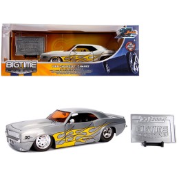 1969 Chevrolet Camaro Raw Metal with Yellow Flames 'Bigtime Muscle' 'Jada 20th Anniversary' 1/24 Diecast Model Car by Jada