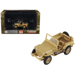 U.S. 1/4 ton Military Vehicle Desert Sand 'British 8th Army Gen. Bernard Montgomery Sicily' (1943) Royal Army 'Ground Power Series' 1/72 Diecast Model by Hobby Master