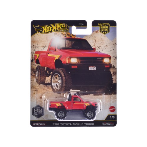 1987 Toyota Pickup Truck Red with Stripes 'HW Off Road' Series Diecast Model Car by Hot Wheels