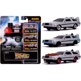 'Back to the Future' Time Machine 3 piece Set 'Nano Hollywood Rides' Diecast Model Cars by Jada