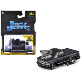 1993 Chevrolet 454 SS Pickup Truck Matt Black 'Blackout Edition' 1/64 Diecast Model by Muscle Machines