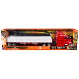Peterbilt 387 Truck Red with Grain Trailer White 'Long Haul Truckers' Series 1/43 Diecast Model by New Ray