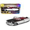 1958 Chevrolet Impala Convertible Lowrider Black and White with Red Interior 'Get Low' Series 1/24 Diecast Model Car by Motormax