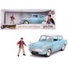 1959 Ford Anglia Light Blue (Weathered) with Harry Potter Diecast Figurine 1/24 Diecast Model Car by Jada