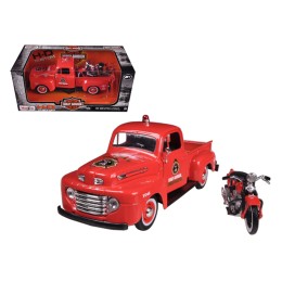 1948 Ford F-1 Pickup Truck 'Harley Davidson' Fire Truck and 1936 El Knucklehead Motorcycle 1/24 Diecast Models by Maisto