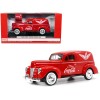 1940 Ford Sedan Cargo Van Red 'Pause... Go Refreshed Coca-Cola' with Vending Machine Accessory 1/24 Diecast Model Car by Motor City Classics