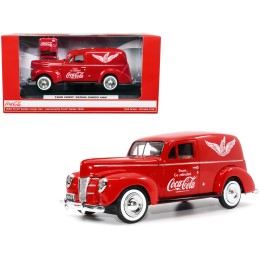 1940 Ford Sedan Cargo Van Red 'Pause... Go Refreshed Coca-Cola' with Vending Machine Accessory 1/24 Diecast Model Car by Motor City Classics