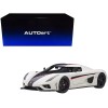 Koenigsegg Regera White with Black Carbon and Red Stripes 1/18  Model Car by Autoart