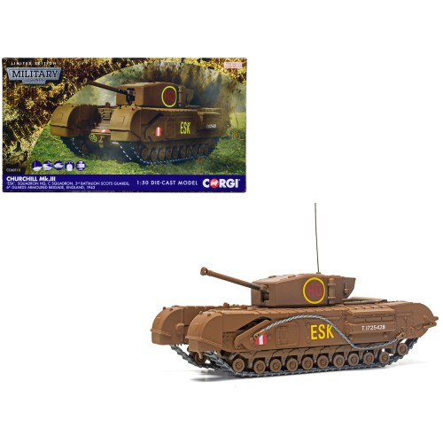 Churchill Mk.III Tank 'ESK Squadron HQ C Squadron 3rd Battalion Scots Guards 6th Guards Armoured Brigade' (1943) British Royal Army 'Military Legends' Series 1/50 Diecast Model by Corgi