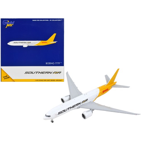Boeing 777F Commercial Aircraft 'Southern Air - DHL' White and Yellow 1/400 Diecast Model Airplane by GeminiJets