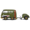 1950 Volkswagen Kool Kombi Van with Trailer 'Army Fighter' Green with Graphics 1/18 Diecast Model Car by Solido