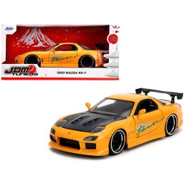 1993 Mazda RX-7 'HKS Power' Yellow with Carbon Hood 'JDM Tuners' Series 1/24 Diecast Model Car by Jada