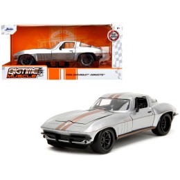 1966 Chevrolet Corvette Silver Metallic with Bronze Stripes 'Bigtime Muscle' Series 1/24 Diecast Model Car by Jada
