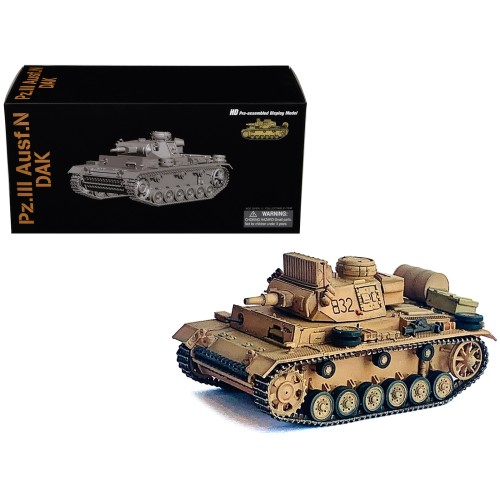 Germany Pz.Kpfw.III Ausf.N DAK Tank #832 's.Pz.Abt.501 Tunisia' (1942/43) 'NEO Dragon Armor' Series 1/72 Plastic Model by Dragon Models