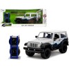 2007 Jeep Wrangler Gray and Black with Blue and White Stripes with Extra Wheels 'Just Trucks' Series 1/24 Diecast Model Car by Jada
