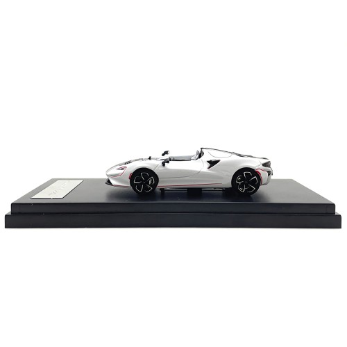 McLaren Elva Convertible White with Carbon and Red Stripes 1/64 Diecast Model Car by LCD Models