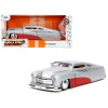 1951 Mercury Silver Metallic and Red with Flame Graphics and Red Interior 'Bigtime Muscle' Series 1/24 Diecast Model Car by Jada