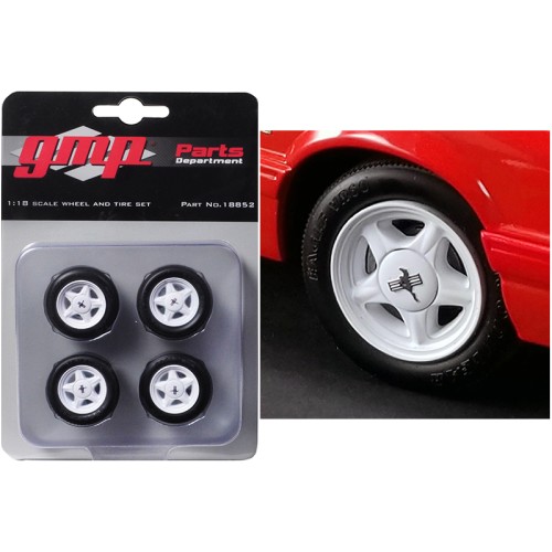 Pony Wheels and Tires Set of 4 pieces from '1992 Ford Mustang LX' 1/18 by GMP