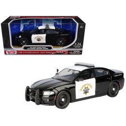 2023 Dodge Charger Pursuit Police Car 'California Highway Patrol' Black and White 'Law Enforcement and Public Service' Series 1/24 Diecast Model Car by Motormax