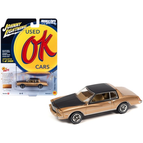 1980 Chevrolet Monte Carlo Light Camel Gold Metallic with Black Top and Hood Limited Edition to 3484 pieces Worldwide 'OK Used Cars' 2023 Series 1/64 Diecast Model Car by Johnny Lightning