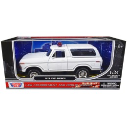 1978 Ford Bronco Police Car Unmarked White 'Law Enforcement and Public Service' Series 1/24 Diecast Model Car by Motormax