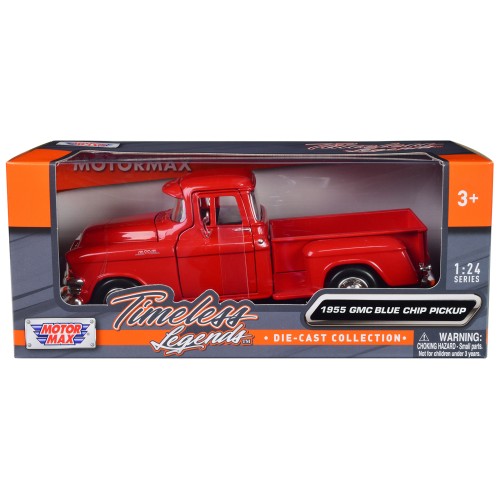 1955 GMC Blue Chip Pickup Truck Red 'Timeless Legends' Series 1/24 Diecast Model Car by Motormax