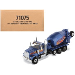 Western Star 4900 with Bridgemaster McNeilus Mixer Blue Metallic 'Transport Series' 1/50 Diecast Model by Diecast Masters