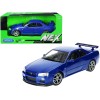 Nissan Skyline GT-R (R34) RHD (Right Hand Drive) Blue Metallic 'NEX Models' 1/24 Diecast Model Car by Welly