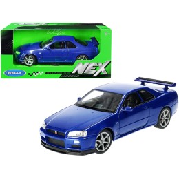 Nissan Skyline GT-R (R34) RHD (Right Hand Drive) Blue Metallic 'NEX Models' 1/24 Diecast Model Car by Welly