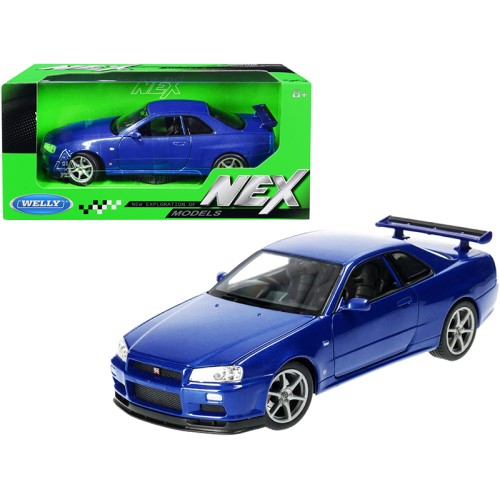 Nissan Skyline GT-R (R34) RHD (Right Hand Drive) Blue Metallic 'NEX Models' 1/24 Diecast Model Car by Welly